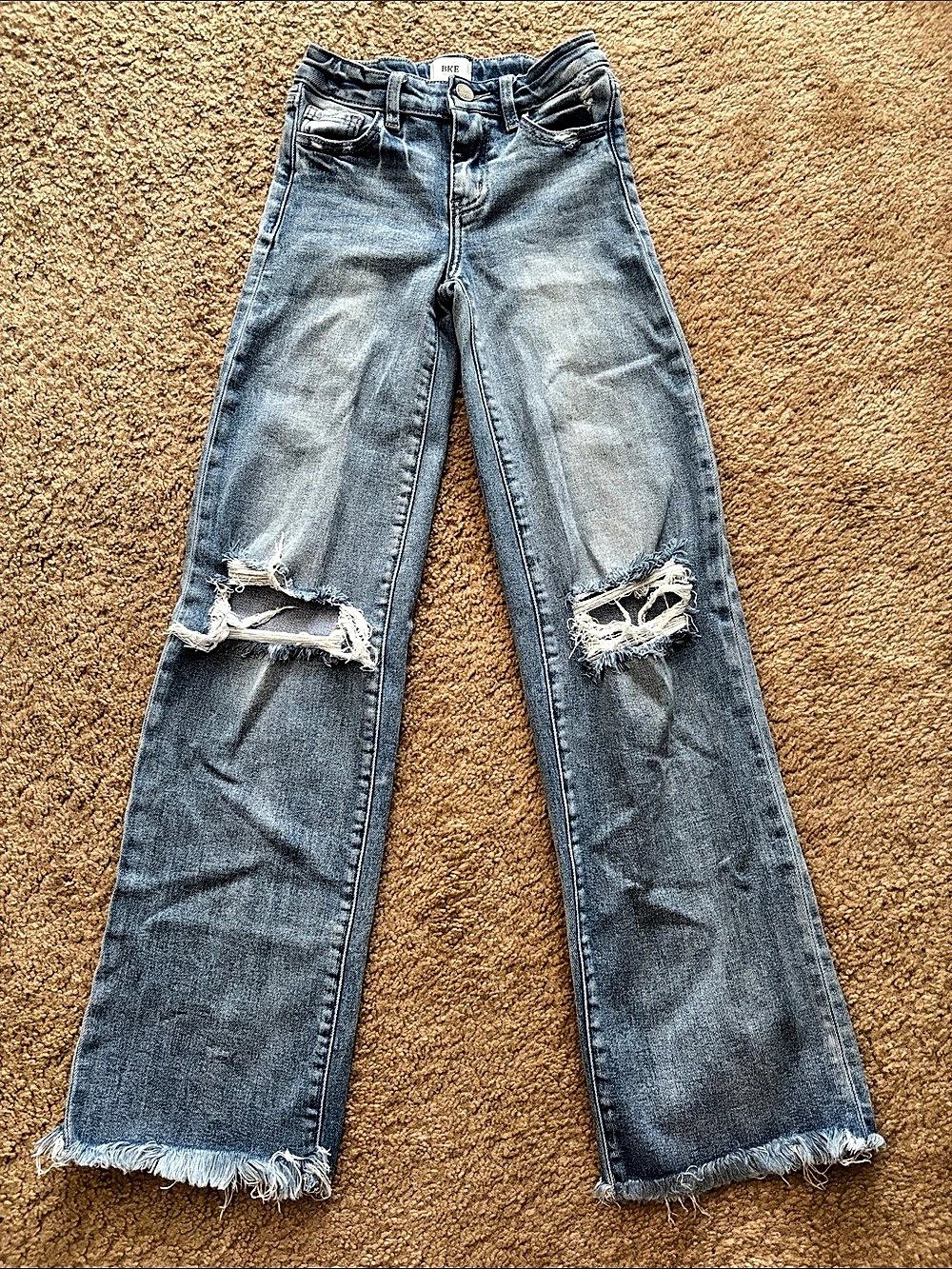 BKE Youth Girls Size 10 Distressed Wide Leg Jeans